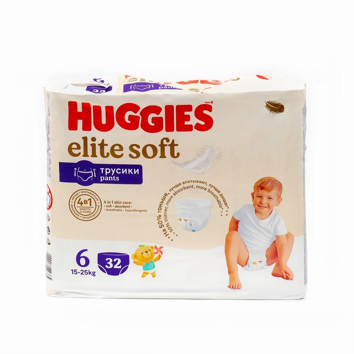 Трусики-подгузники Huggies Elite soft Mega 6 размер 15-25 кг. 32 шт.