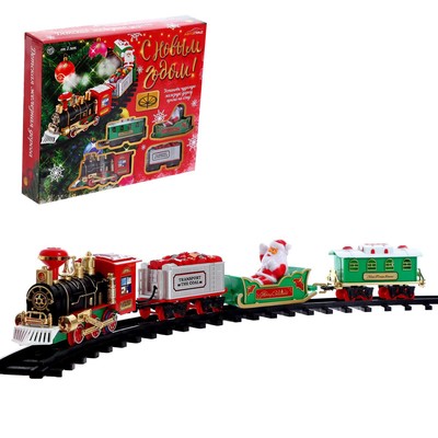 Уценка Железная дорога «Новый год», световые и звуковые эффекты, работает от батареек