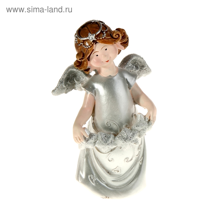Сувенир "Ангел в серебряном платьице с гирляндой" 6х10 см МИКС - Фото 1