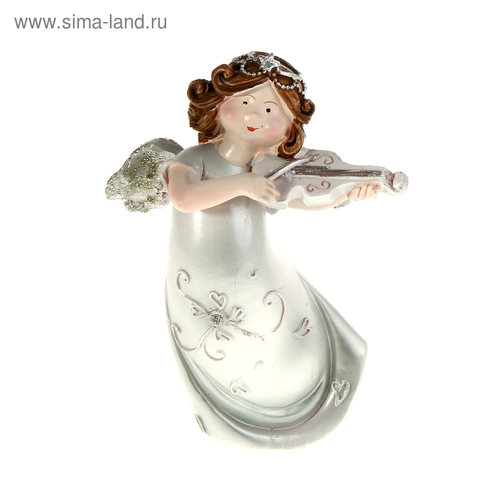 Сувенир "Ангел в серебряном платьице с инструментом" 6х10 см МИКС - Фото 1