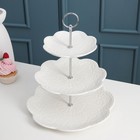 УЦЕНКА Блюдо 3-х ярусное Доляна «Сьюзен», d=15,5/25,5/27 см, цвет белый - Фото 2