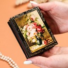 Шкатулка для украшений «Букет пионов в вазе», 7.5×10 см, лаковая миниатюра - Фото 3