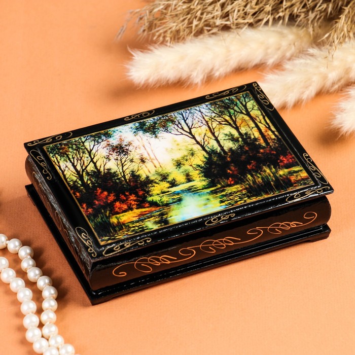 Шкатулка для украшений «Лето», 10×14 см, лаковая миниатюра - Фото 1