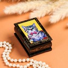 Шкатулка "Котенок с бабочкой" , 6х9 см , лаковая миниатюра - фото 318735992