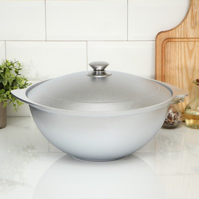 Казан KUKMARA, 6 л, с крышкой, литой алюминий, серебристый