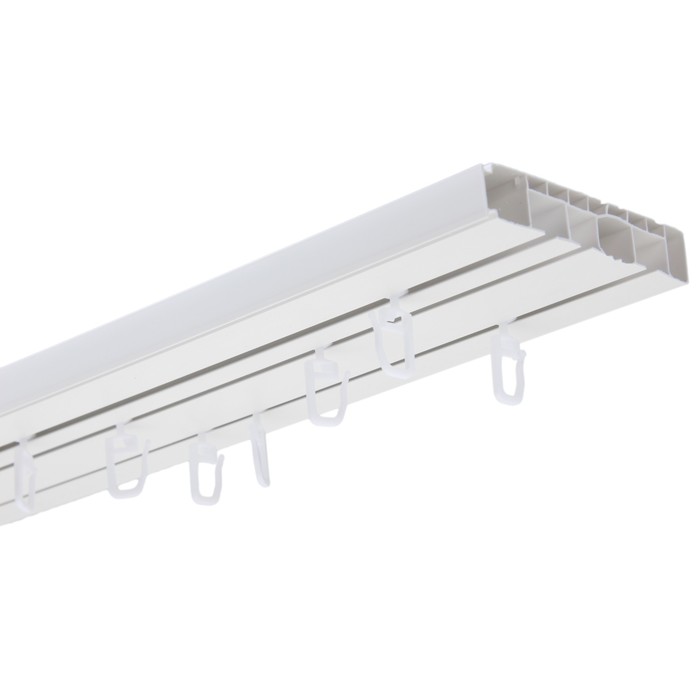 Карниз «Лайт Эконом» потолочный, трёхрядный, ширина 380 см, цвет белый