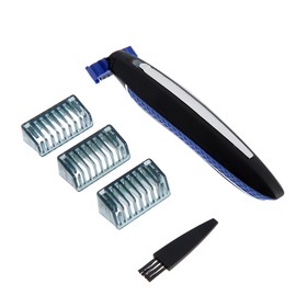 Триммер для волос LuazON LTRI-05, для усов/бороды, 3 насадки, от USB, синий