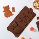 Форма силиконовая для шоколада Доляна «Котик», 25×11,5×0,5 см, 7 ячеек, цвет МИКС - фото 9510029