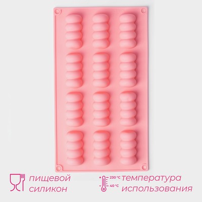 Форма для выпечки Доляна «Сладости. Бабл», силикон, 12 ячеек, 28×16×2 см, розовая