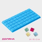 Форма для шоколада Доляна «Алфавит для бенто-тортов», силикон, 50 ячеек, 35×18.5×2 см, синяя - Фото 1