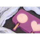 Форма для мороженого «Любовь», силикон, 19,5×11×2,5 см, 2 ячейки, с крышкой и палочками (50 шт), цвет МИКС - фото 4341218