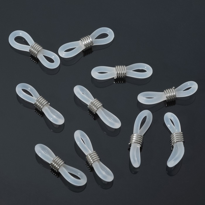 Резинка для цепочек/шнурков для очков (набор 10шт), цвет прозрачный в серебре - Фото 1