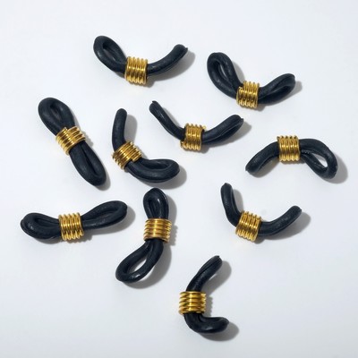 Резинка для цепочек/шнурков для очков (набор 10 шт.), цвет чёрный в золоте