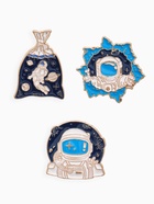 Набор значков (3 шт.) «Космос», цветной в золоте - Фото 1