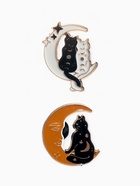 Набор значков (2 шт.) «Коты на Луне», цветной в золоте - Фото 1