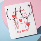 Кулоны на шнурке «Неразлучники» кардиограмма, цвет чёрный в серебре, 45 см - фото 6518984