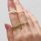 Кольцо набор 4 штуки «Джипси», бусинки, бело-зелёное в золоте, размер 16 - Фото 1