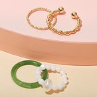 Кольцо набор 4 штуки «Джипси», бусинки, бело-зелёное в золоте, размер 16 - Фото 2