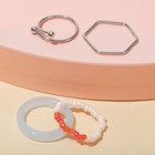 Кольцо набор 4 штуки «Джипси» 1 на фалангу, бусики, цвет розово-голубой в серебре, размер 16-17 - фото 9510580