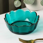 Салатник«Цветочный», 500 мл, 15×5 см, фигурный, стекло, зелёный - Фото 1