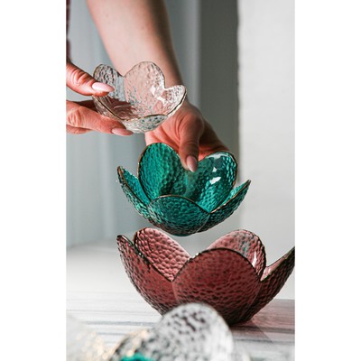 Салатник «Цветок», 60 мл, 9×4 см, стекло, прозрачный