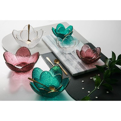 Салатник «Цветок», 60 мл, 9×4 см, стекло, прозрачный