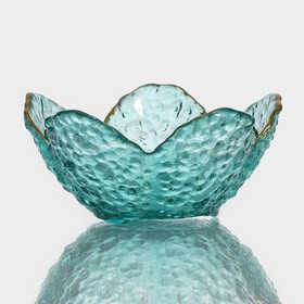 Салатник стеклянный фигурный «Цветок», 150 мл, d=12 см, цвет изумрудный