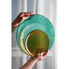 Тарелка подстановочная Magistro «Фейерверк», d=27 см, стекло, цвет изумрудный - Фото 8