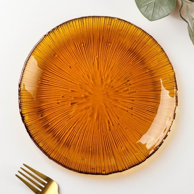 Тарелка стеклянная «Фейерверк», d=20,5 см, цвет янтарный