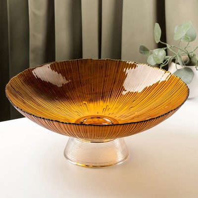 Ваза для фруктов «Фейерверк», 3.7 л, 33×13.5 см, стекло, цвет янтарный