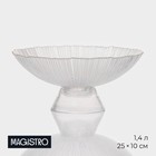 Ваза для фруктов Magistro «Фейерверк», 1.4 л, 25×10 см, стекло, прозрачная - Фото 1