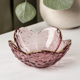 Миска стеклянная фигурная «Цветок», 60 мл, 9×4 см, цвет розовый
