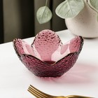 Салатник стеклянный фигурный «Цветок», 150 мл, d=12 см, цвет розовый - фото 9510939