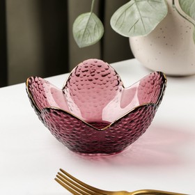 Салатник стеклянный фигурный «Цветок», 150 мл, d=12 см, цвет розовый
