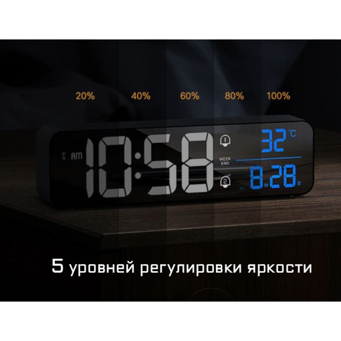 Часы электронные настольные с будильником, с подвесом, 2400 мАч, 3.5 х 7 х 26.5 см - фото 51671776 Часы электронные настольные с будильником, с подвесом, 2400 мАч, 3.5 х 7 х 26.5 см - фото 51671776