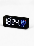 Часы - будильник электронные, настольные, календарь, термометр, гигрометр, 16.8×6.6 см, чёрные - Фото 1