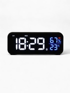 Часы - будильник электронные, настольные, календарь, термометр, гигрометр, 16.8×6.6 см, чёрные - Фото 2