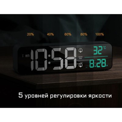 Часы электронные настольные, календарь, будильник, термометр, на подвесе, 3.5×7×26.5 см