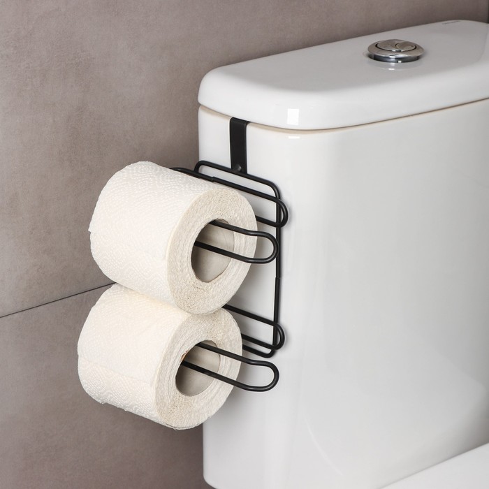 Держатель для туалетной бумаги Доляна, двойной, 17×11×19,5 см, цвет чёрный