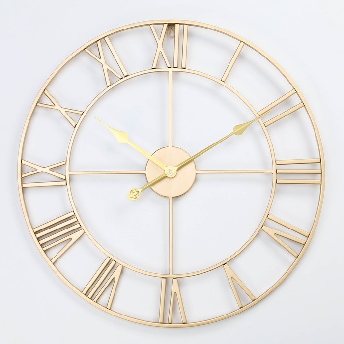 Часы настенные, серия: Лофт, плавный ход, d-60 см, золото - Фото 1