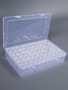 Органайзер для хранения мелочей, 60 баночек, в контейнере, 28×17×5.5 см, прозрачный - Фото 4
