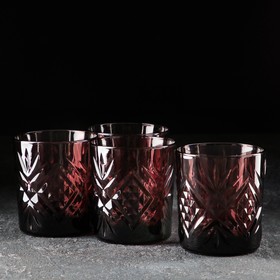 Набор стеклянных стаканов «Зальцбург», 4 шт, 300 мл, цвет бордовый