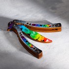 Сувенир деревянный «Нож Бабочка» радужный - фото 3744661