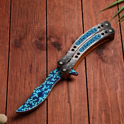 Сувенир деревянный «Нож Бабочка» голубой