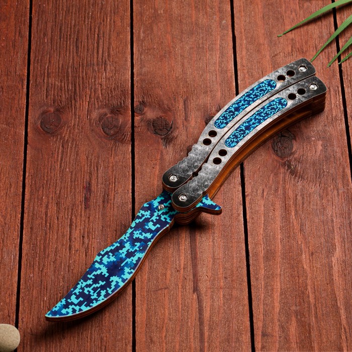 Сувенир деревянный «Нож Бабочка» голубой - Фото 1