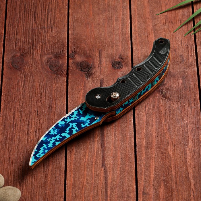 Сувенир деревянный "Ножик автоматический раскладной" голубой, синий - фото 1912565238