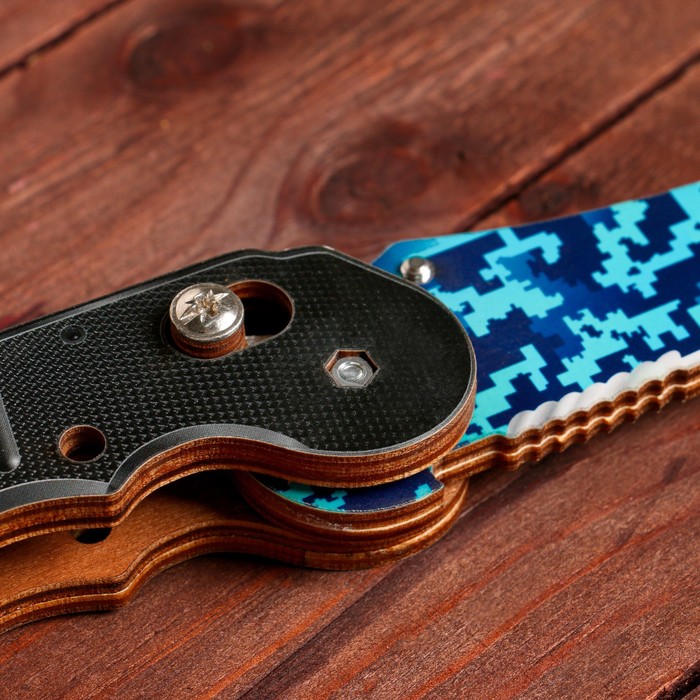 Сувенир деревянный "Ножик автоматический раскладной" голубой, синий - фото 1912565241