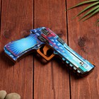 Сувенир деревянный "Пистолет-резинкострел" голубой - Фото 2
