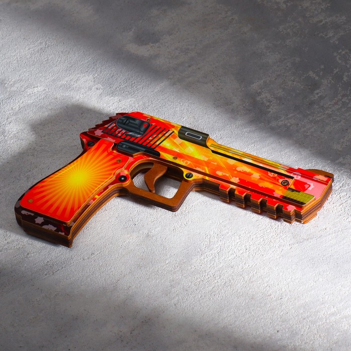 Сувенир деревянный "Пистолет-резинкострел" оранжевый - фото 1908812819