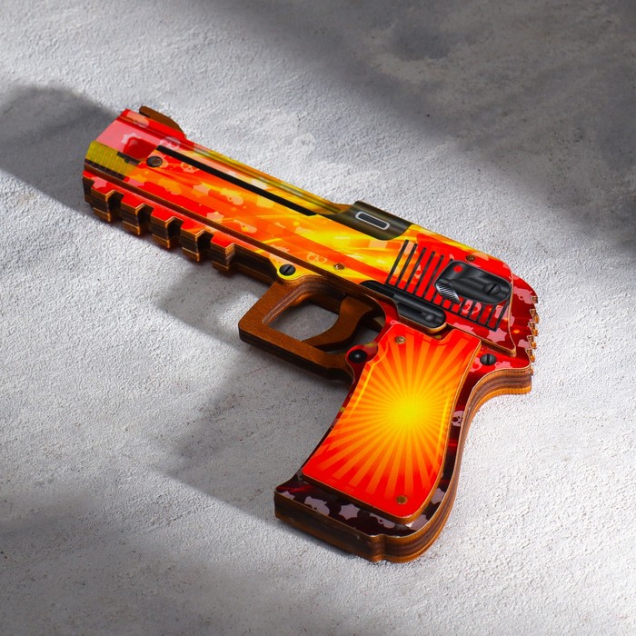 Сувенир деревянный "Пистолет-резинкострел" оранжевый - фото 1908812820